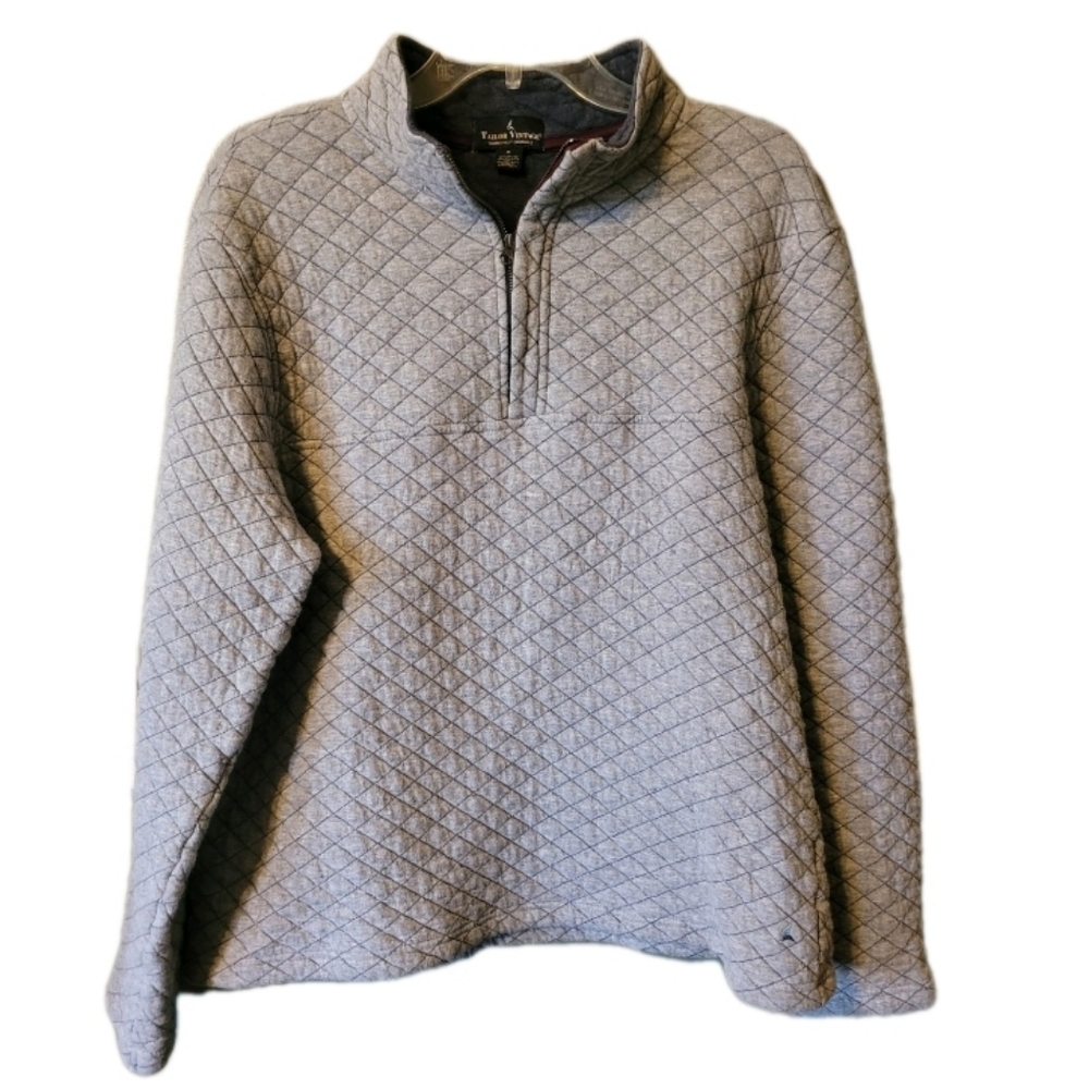 Tailor Vintage Sweatshirt Mens Medium Quilted Old Money Quarter Zip Up